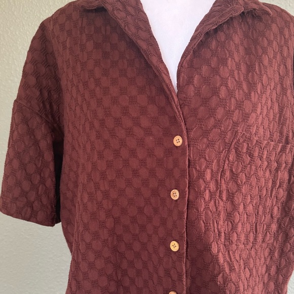 Free People S Brown Bowler Babe Shirt - Picture 4 of 4